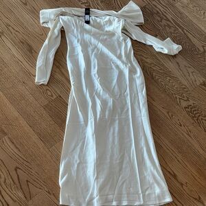 Fashion Nova Elegant Cream Long Sleeve Dress